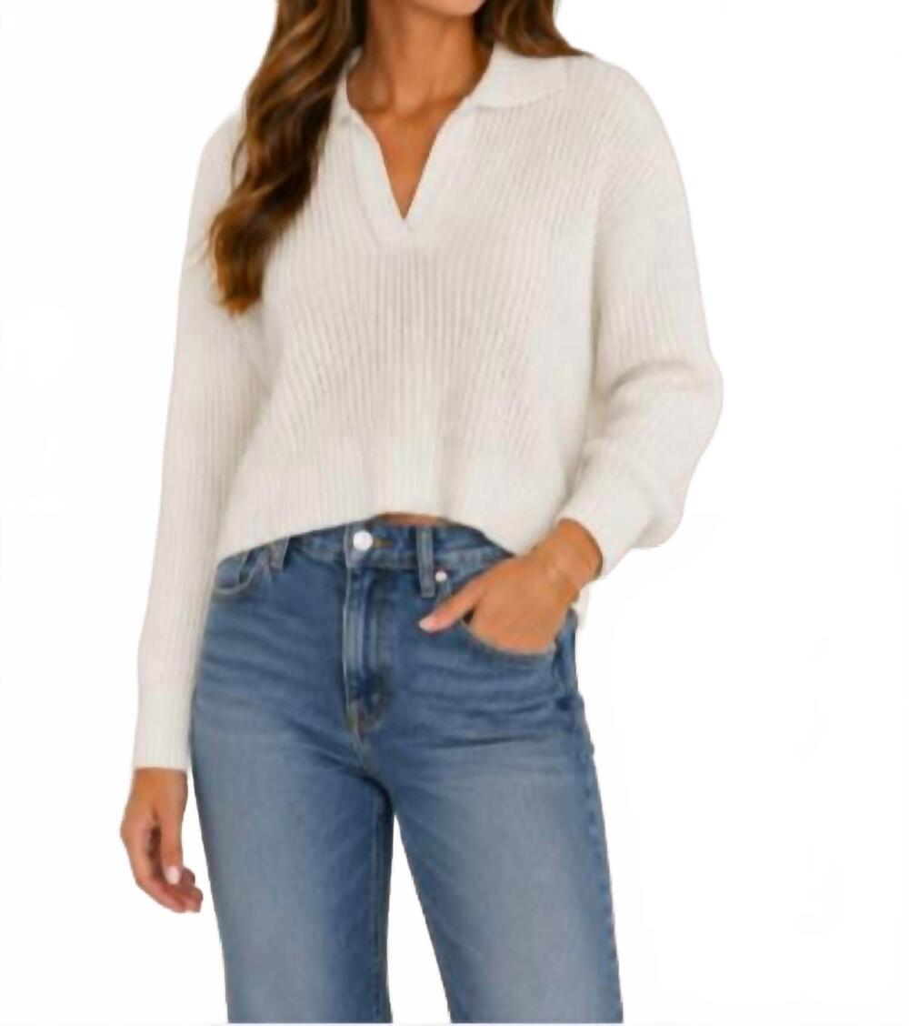 NEW STITCHES & STRIPES riley v pullover in chalk
